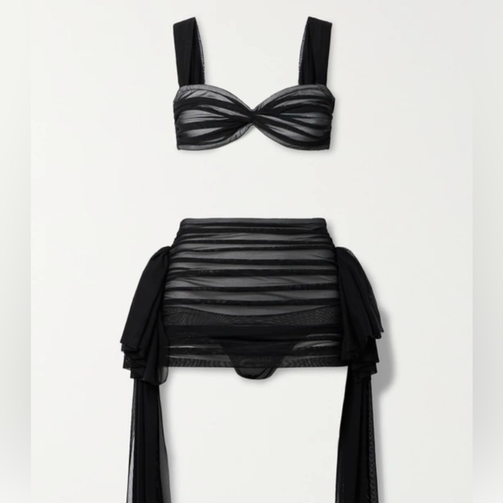 NORMA KAMALI
Walter draped ruched stretch-mesh bikini